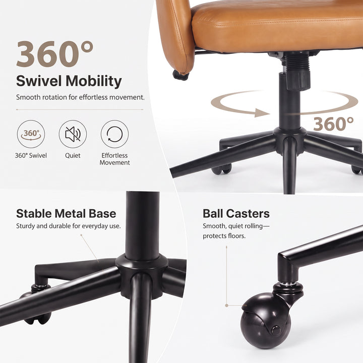 YOUNIKE Office Chair Adjustable Swivel Desk Chair Upholstered Home Office Chair with Wraparound Armrests