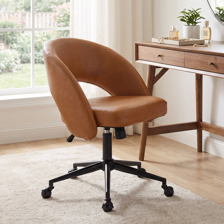 YOUNIKE Office Chair Adjustable Swivel Desk Chair Upholstered Home Office Chair with Wraparound Armrests