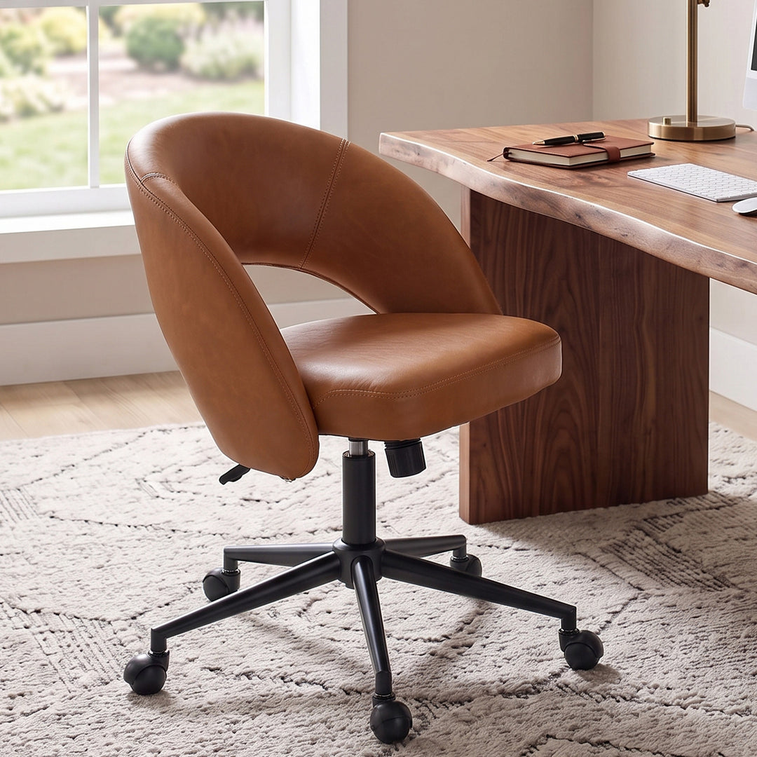 YOUNIKE Office Chair Adjustable Swivel Desk Chair Upholstered Home Office Chair with Wraparound Armrests