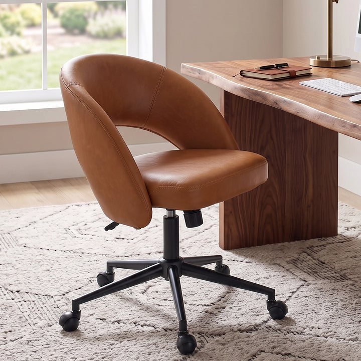 YOUNIKE Office Chair Adjustable Swivel Desk Chair Upholstered Home Office Chair with Wraparound Armrests