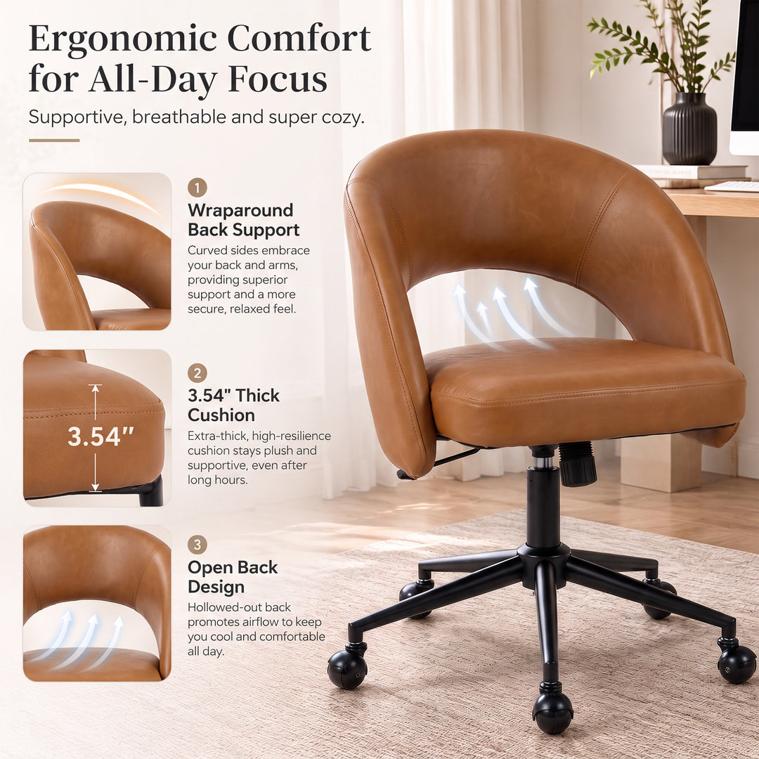 YOUNIKE Office Chair Adjustable Swivel Desk Chair Upholstered Home Office Chair with Wraparound Armrests