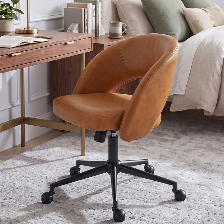 YOUNIKE Office Chair Adjustable Swivel Desk Chair Upholstered Home Office Chair with Wraparound Armrests