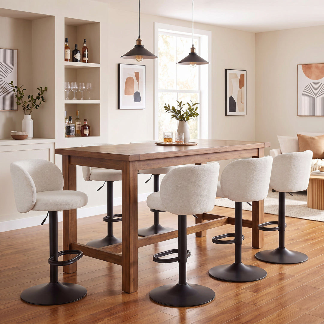 YOUNIKE Bar Stools with Curved Backrest 360° Swivel Kitchen Island Stools for Home Bar & Kitchen