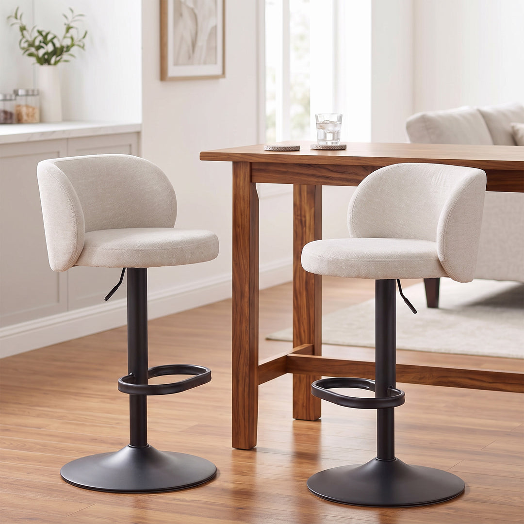YOUNIKE Bar Stools with Curved Backrest 360° Swivel Kitchen Island Stools for Home Bar & Kitchen