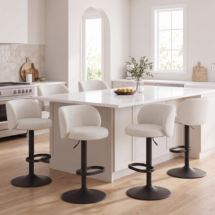 YOUNIKE Bar Stools with Curved Backrest 360° Swivel Kitchen Island Stools for Home Bar & Kitchen