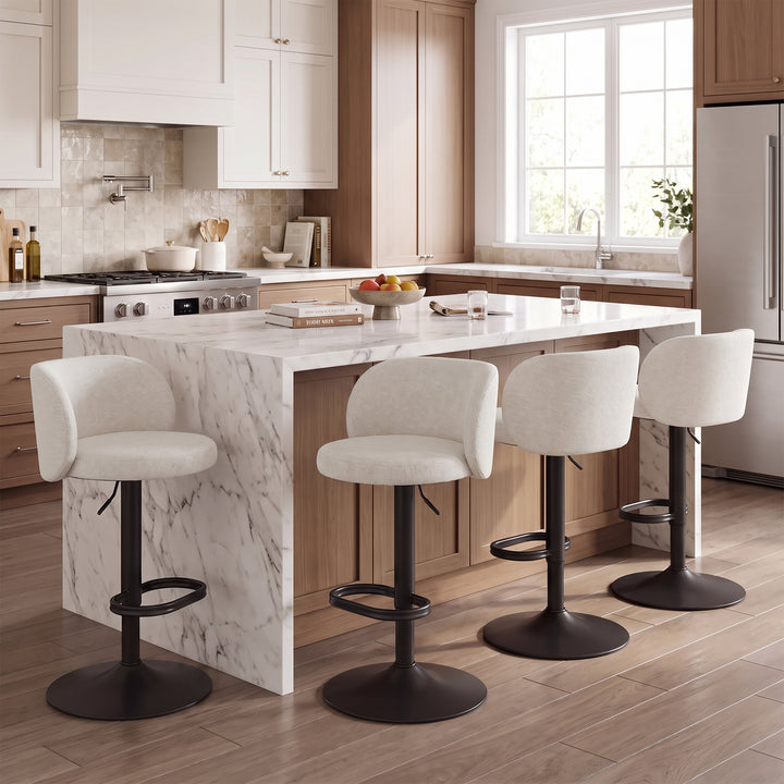YOUNIKE Bar Stools with Curved Backrest 360° Swivel Kitchen Island Stools for Home Bar & Kitchen