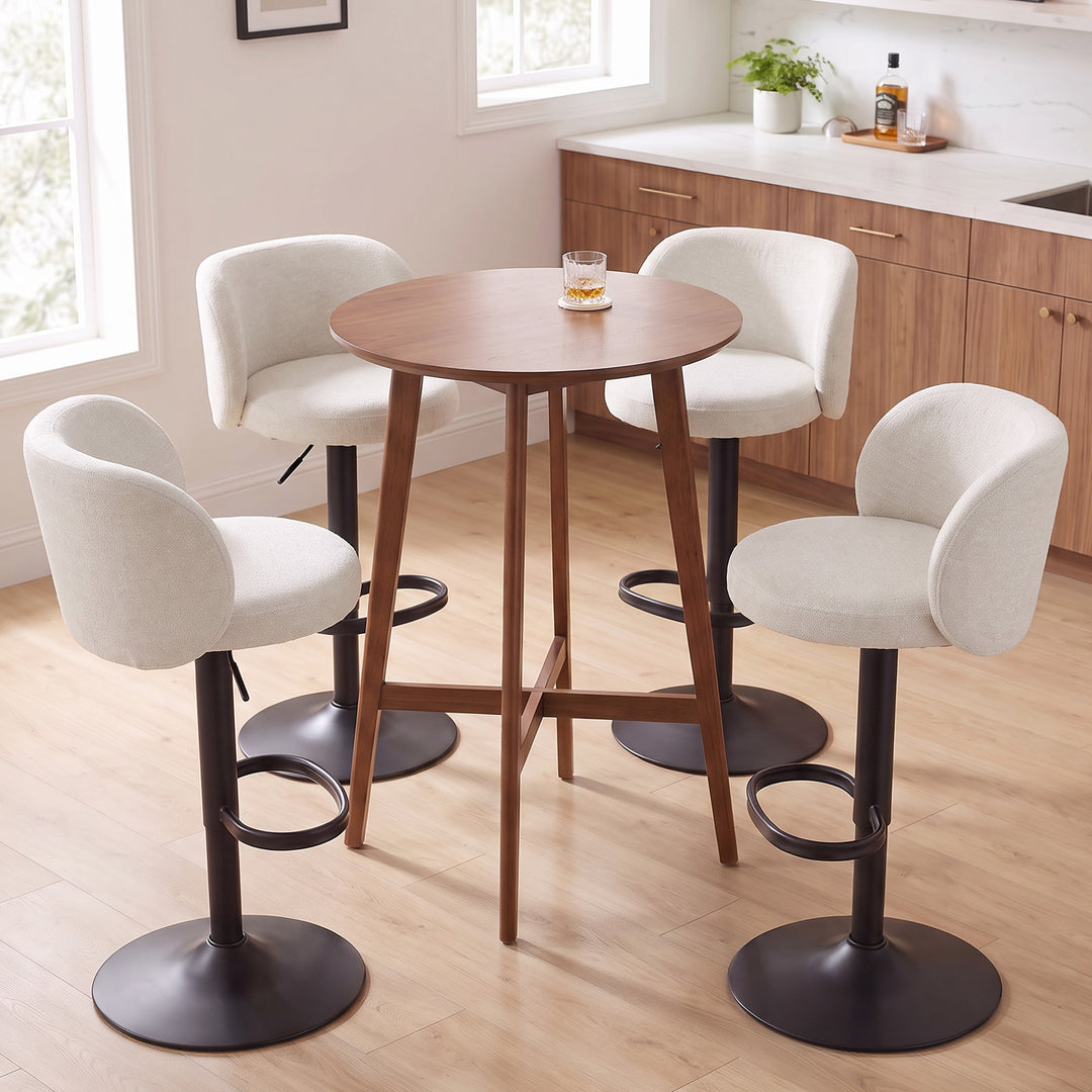 YOUNIKE Bar Stools with Curved Backrest 360° Swivel Kitchen Island Stools for Home Bar & Kitchen