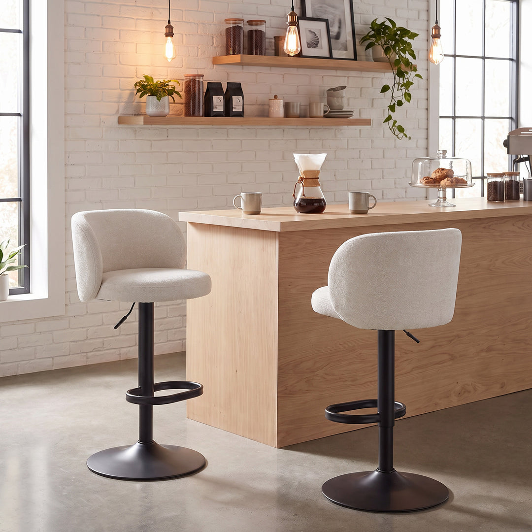 YOUNIKE Bar Stools with Curved Backrest 360° Swivel Kitchen Island Stools for Home Bar & Kitchen