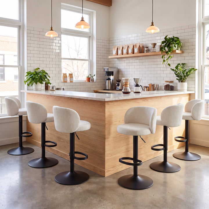 YOUNIKE Bar Stools with Curved Backrest 360° Swivel Kitchen Island Stools for Home Bar & Kitchen