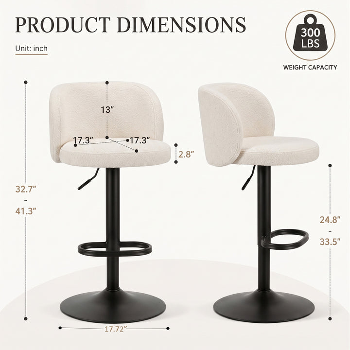 YOUNIKE Bar Stools with Curved Backrest 360° Swivel Kitchen Island Stools for Home Bar & Kitchen