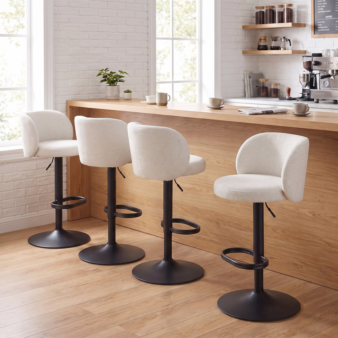 YOUNIKE Bar Stools with Curved Backrest 360° Swivel Kitchen Island Stools for Home Bar & Kitchen