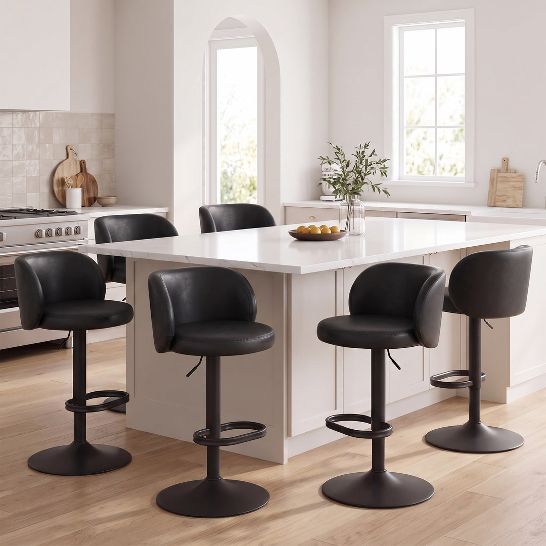 YOUNIKE Bar Stools with Curved Backrest 360° Swivel Kitchen Island Stools for Home Bar & Kitchen