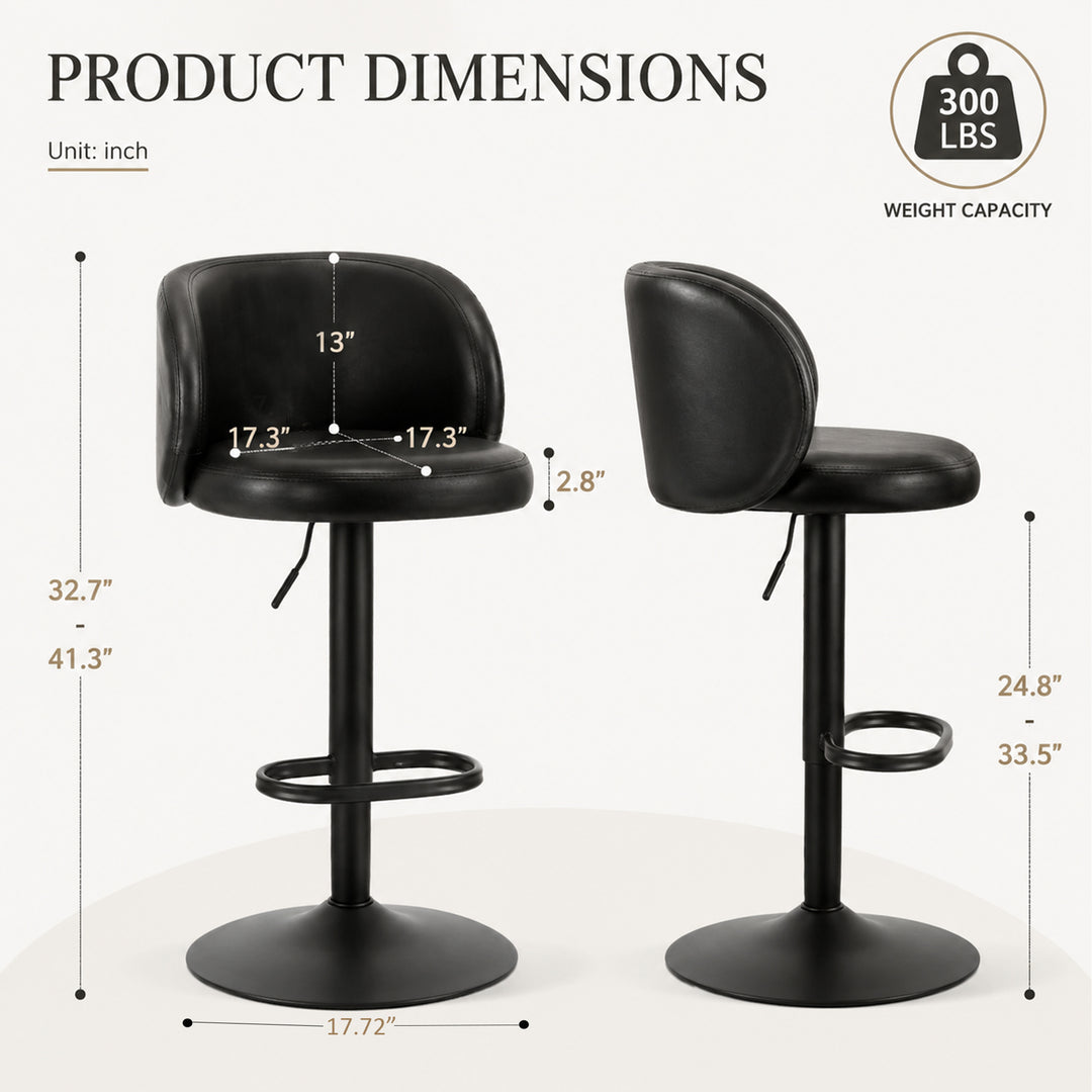 YOUNIKE Bar Stools with Curved Backrest 360° Swivel Kitchen Island Stools for Home Bar & Kitchen