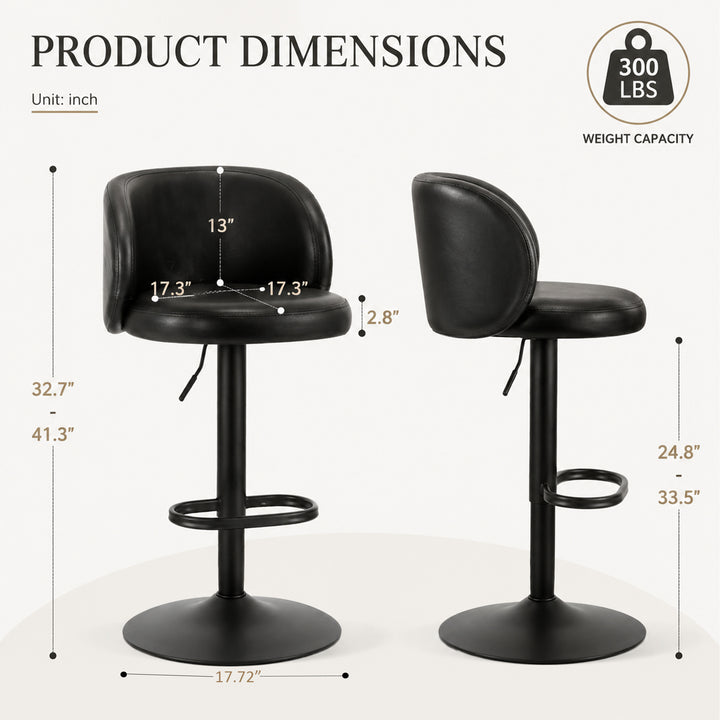 YOUNIKE Bar Stools with Curved Backrest 360° Swivel Kitchen Island Stools for Home Bar & Kitchen