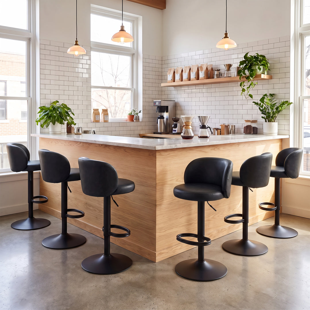 YOUNIKE Bar Stools with Curved Backrest 360° Swivel Kitchen Island Stools for Home Bar & Kitchen