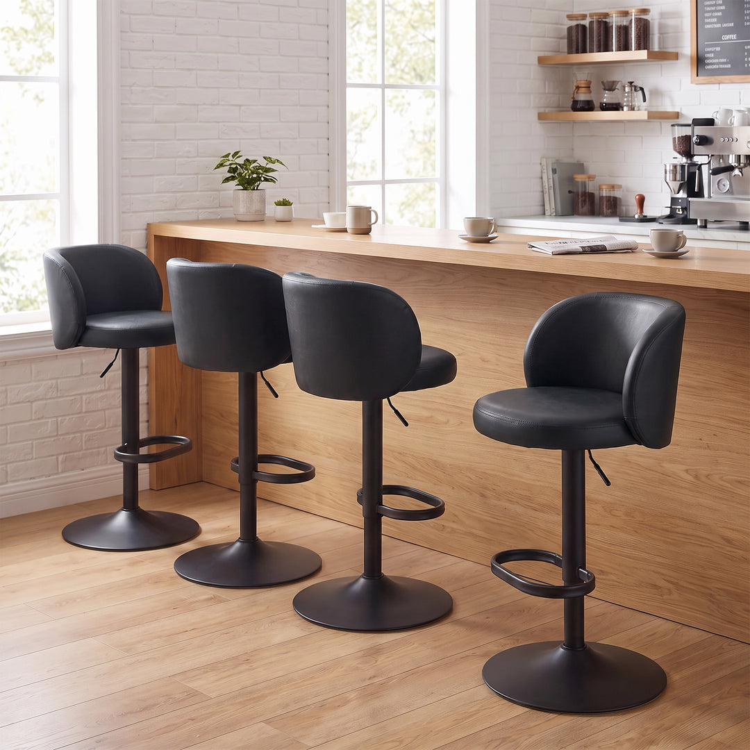 YOUNIKE Bar Stools with Curved Backrest 360° Swivel Kitchen Island Stools for Home Bar & Kitchen