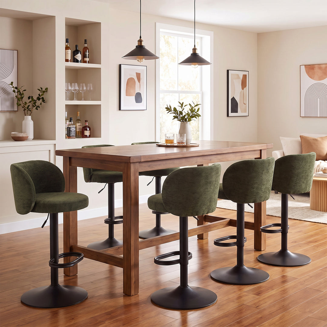YOUNIKE Bar Stools with Curved Backrest 360° Swivel Kitchen Island Stools for Home Bar & Kitchen