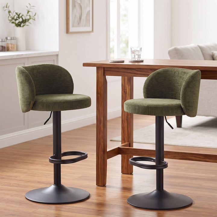 YOUNIKE Bar Stools with Curved Backrest 360° Swivel Kitchen Island Stools for Home Bar & Kitchen