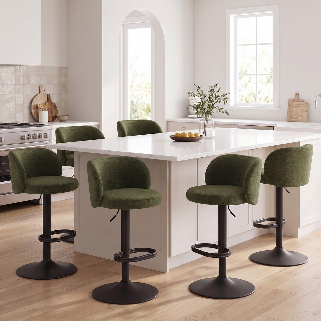 YOUNIKE Bar Stools with Curved Backrest 360° Swivel Kitchen Island Stools for Home Bar & Kitchen
