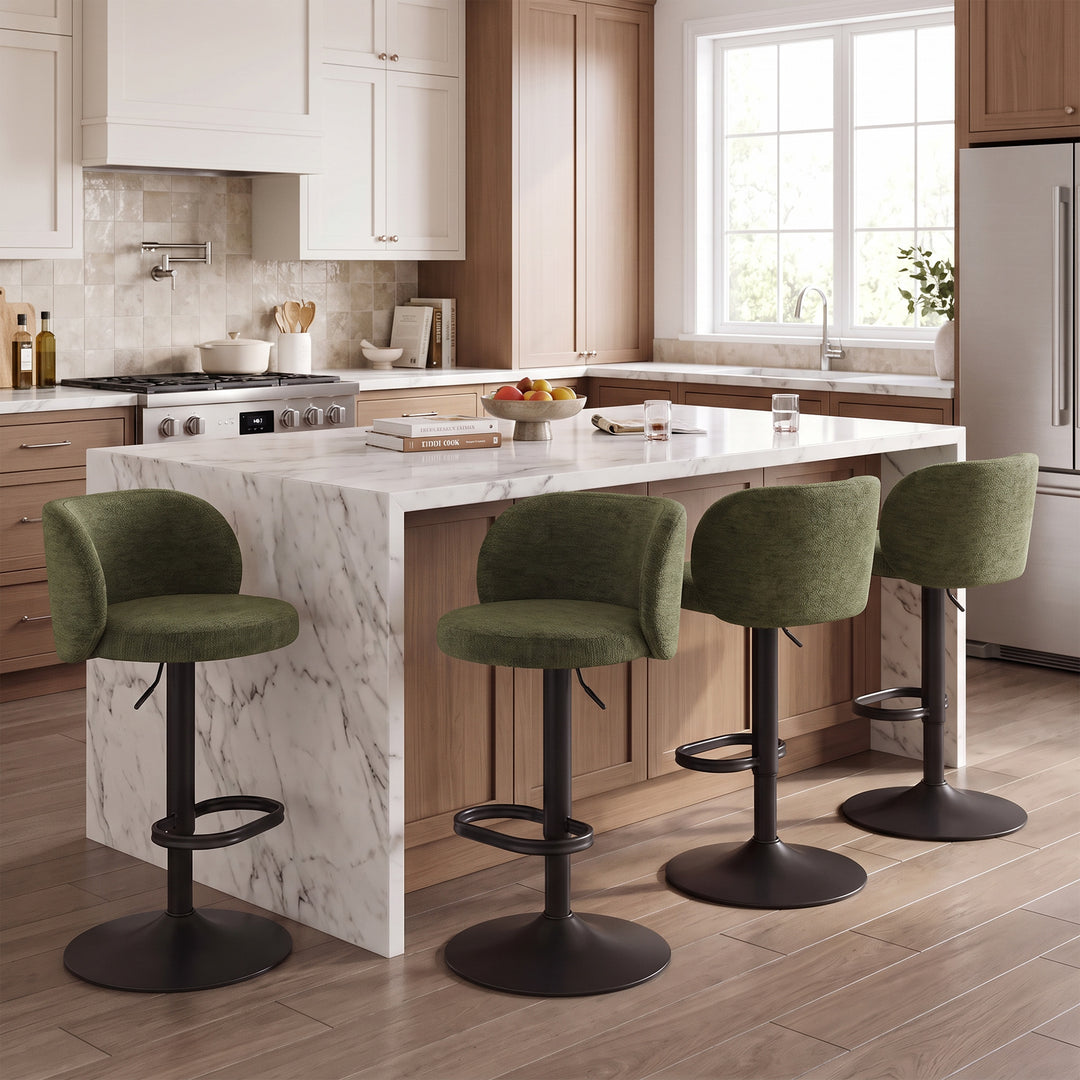 YOUNIKE Bar Stools with Curved Backrest 360° Swivel Kitchen Island Stools for Home Bar & Kitchen