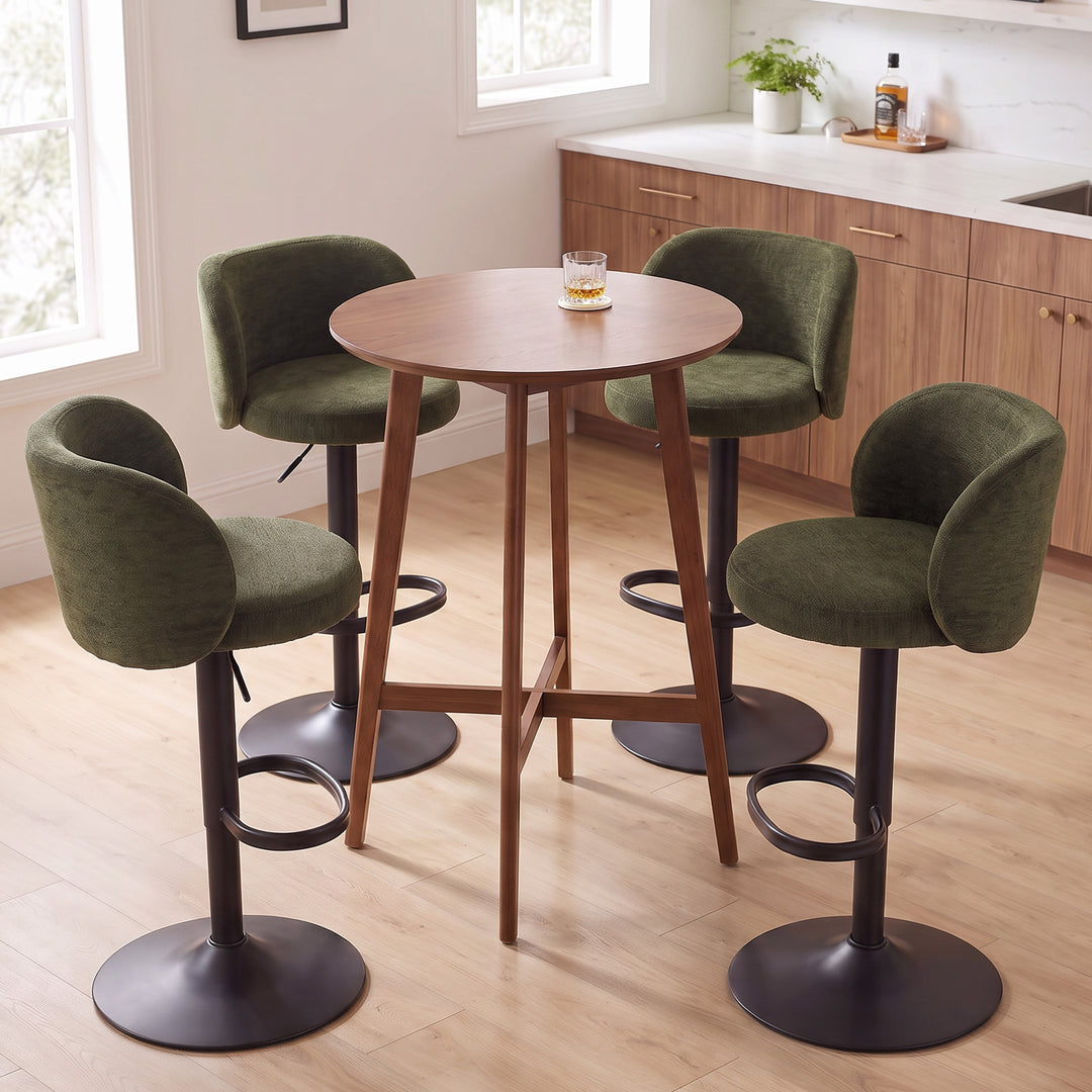 YOUNIKE Bar Stools with Curved Backrest 360° Swivel Kitchen Island Stools for Home Bar & Kitchen