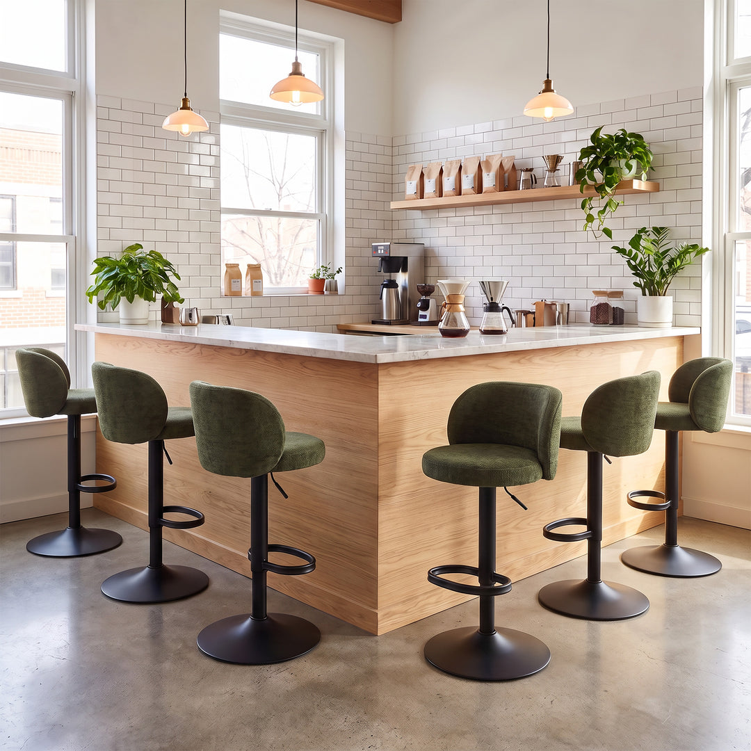 YOUNIKE Bar Stools with Curved Backrest 360° Swivel Kitchen Island Stools for Home Bar & Kitchen