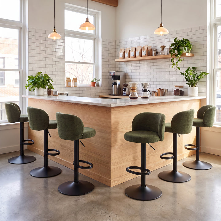 YOUNIKE Bar Stools with Curved Backrest 360° Swivel Kitchen Island Stools for Home Bar & Kitchen
