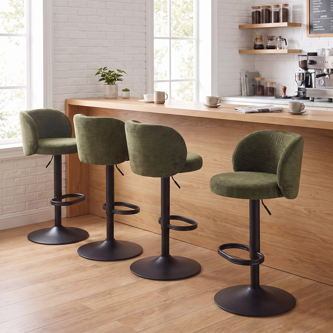YOUNIKE Bar Stools with Curved Backrest 360° Swivel Kitchen Island Stools for Home Bar & Kitchen