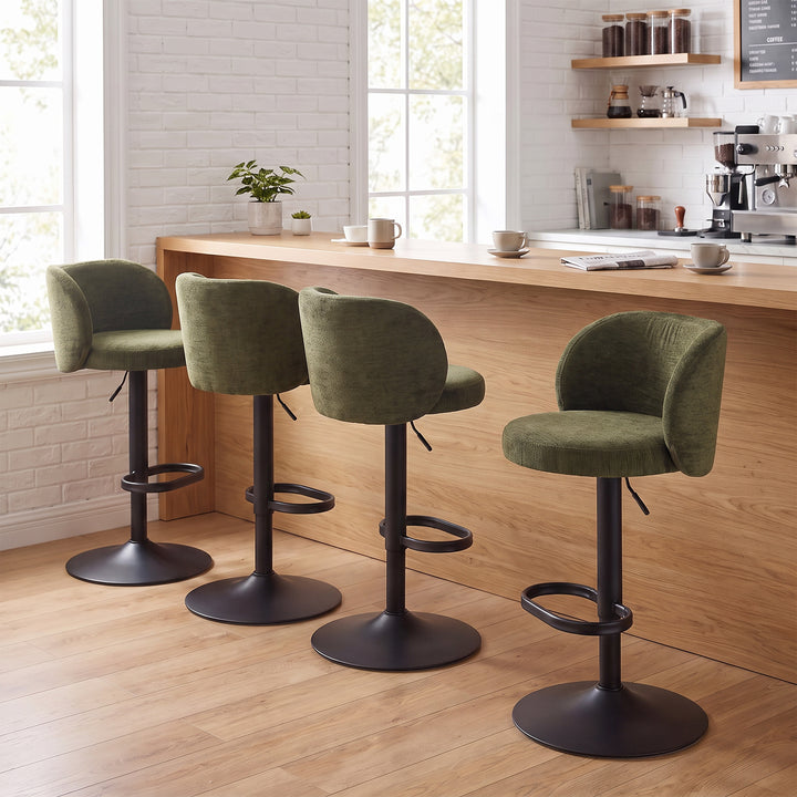 YOUNIKE Bar Stools with Curved Backrest 360° Swivel Kitchen Island Stools for Home Bar & Kitchen