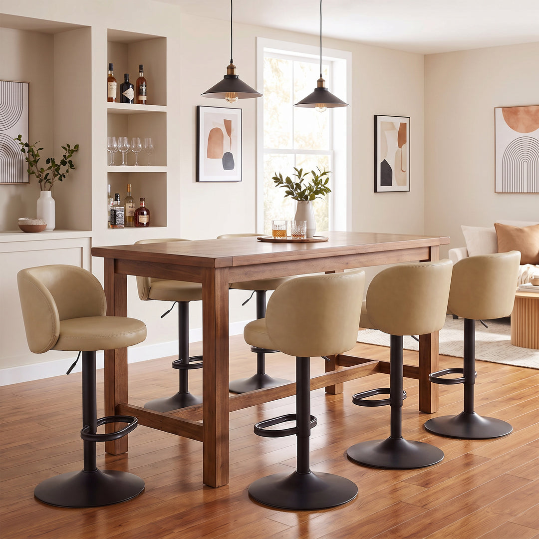 YOUNIKE Bar Stools with Curved Backrest 360° Swivel Kitchen Island Stools for Home Bar & Kitchen