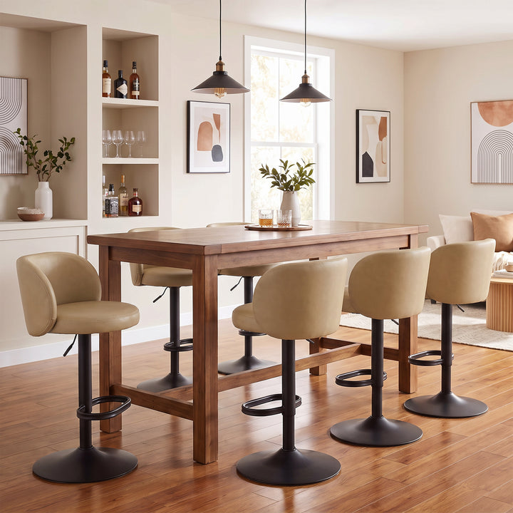 YOUNIKE Bar Stools with Curved Backrest 360° Swivel Kitchen Island Stools for Home Bar & Kitchen