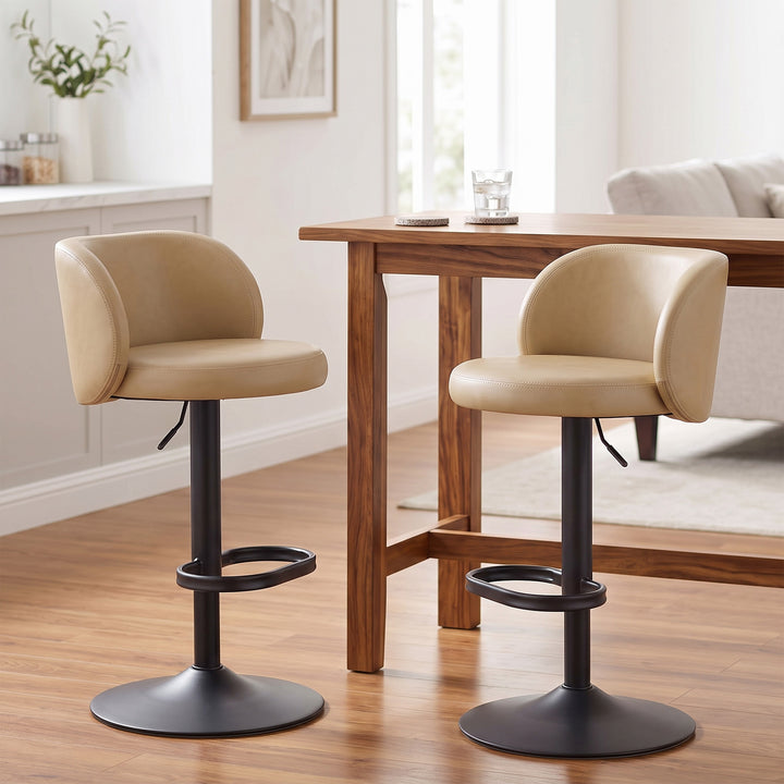 YOUNIKE Bar Stools with Curved Backrest 360° Swivel Kitchen Island Stools for Home Bar & Kitchen