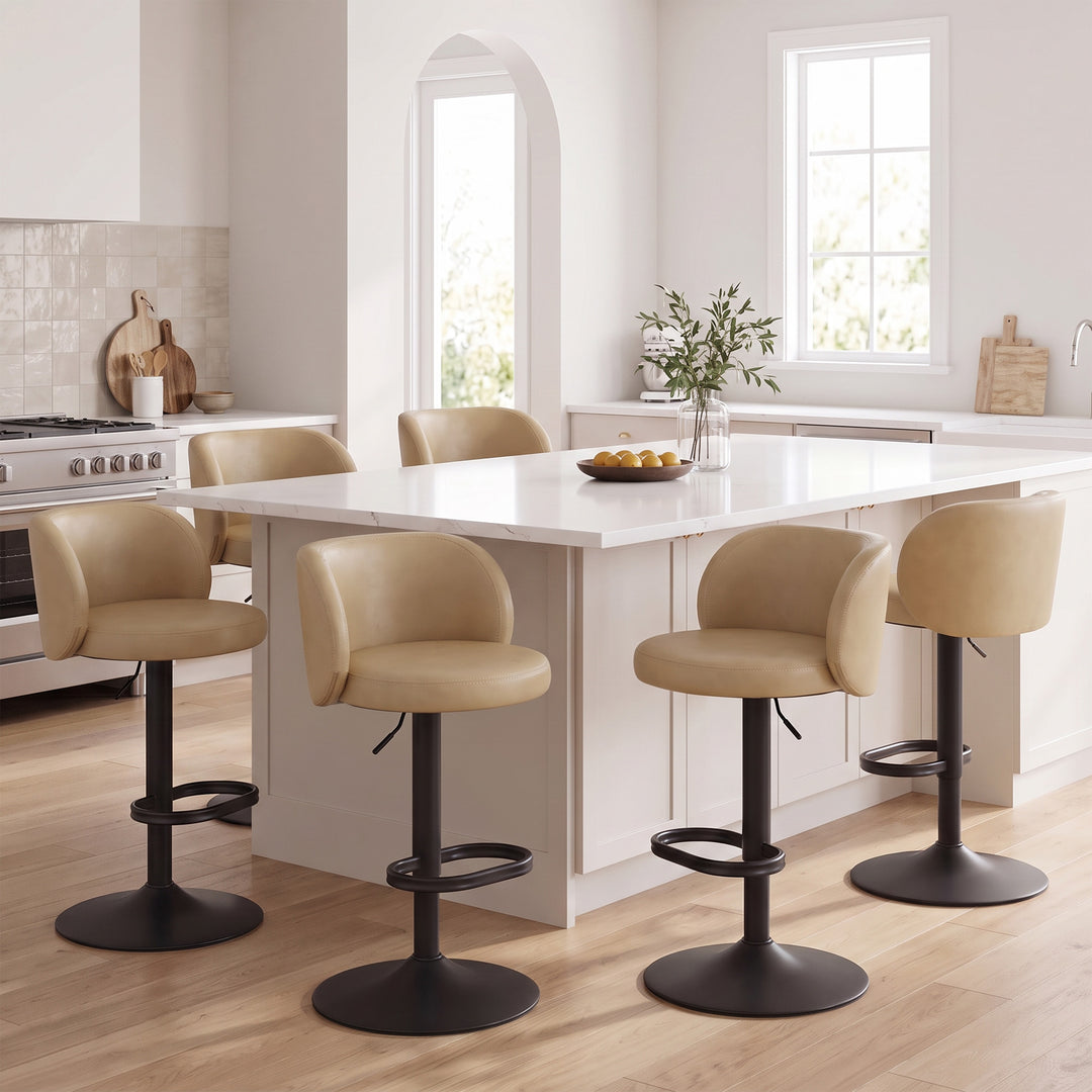 YOUNIKE Bar Stools with Curved Backrest 360° Swivel Kitchen Island Stools for Home Bar & Kitchen