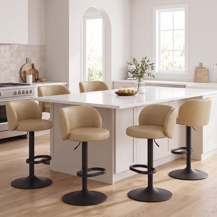 YOUNIKE Bar Stools with Curved Backrest 360° Swivel Kitchen Island Stools for Home Bar & Kitchen