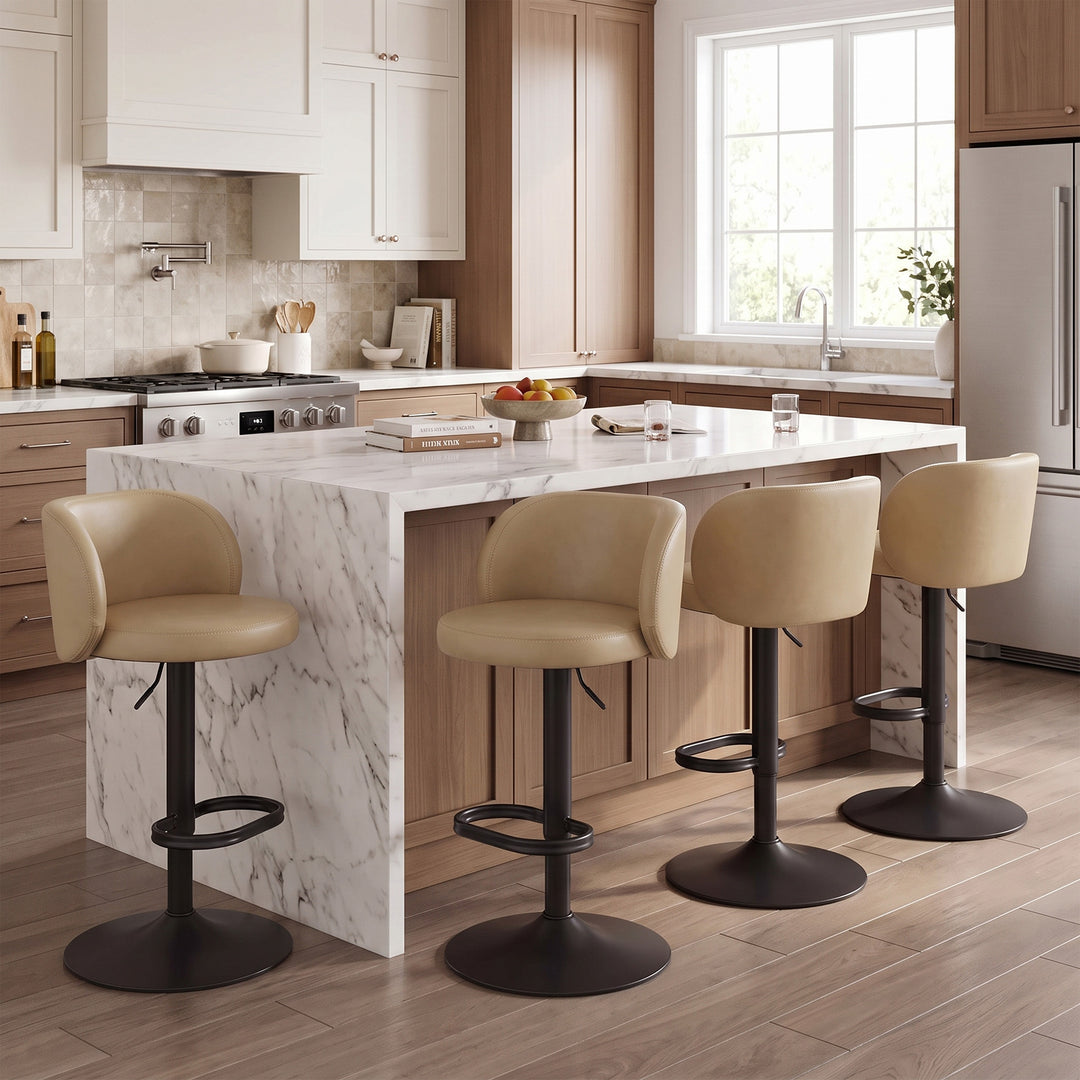 YOUNIKE Bar Stools with Curved Backrest 360° Swivel Kitchen Island Stools for Home Bar & Kitchen