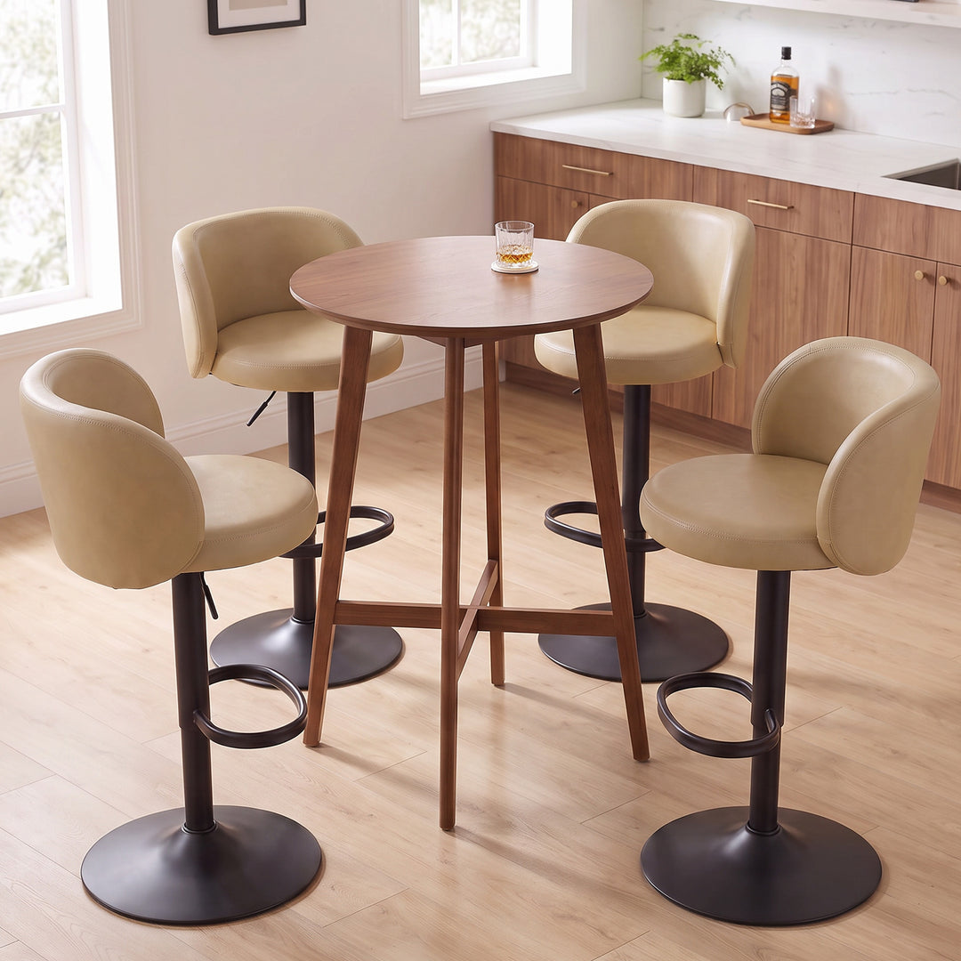 YOUNIKE Bar Stools with Curved Backrest 360° Swivel Kitchen Island Stools for Home Bar & Kitchen