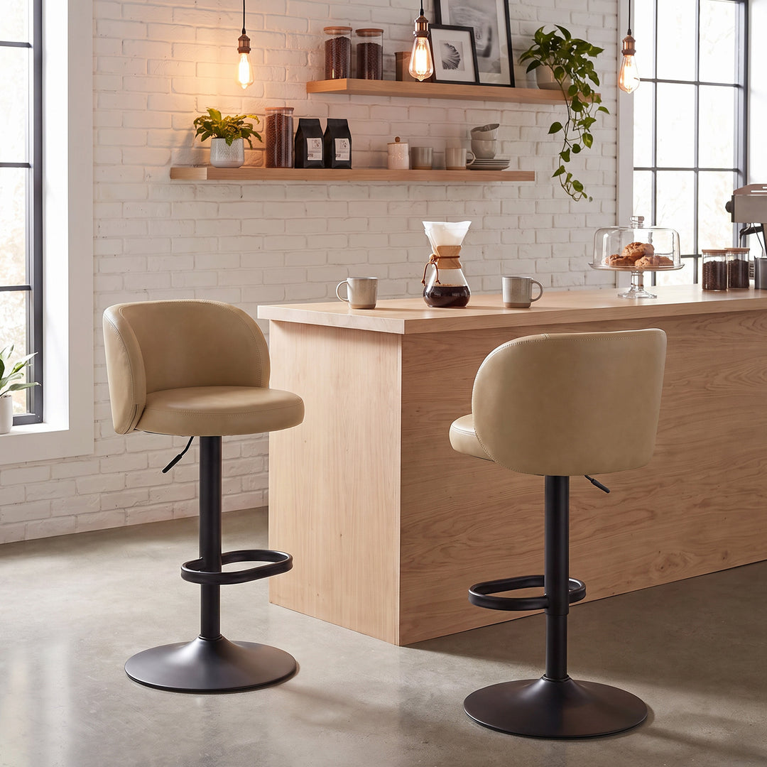YOUNIKE Bar Stools with Curved Backrest 360° Swivel Kitchen Island Stools for Home Bar & Kitchen