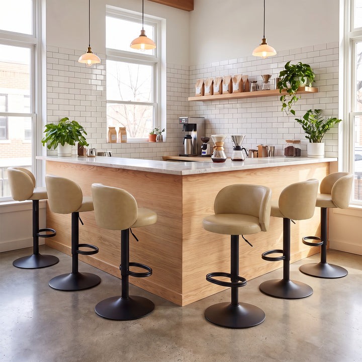 YOUNIKE Bar Stools with Curved Backrest 360° Swivel Kitchen Island Stools for Home Bar & Kitchen
