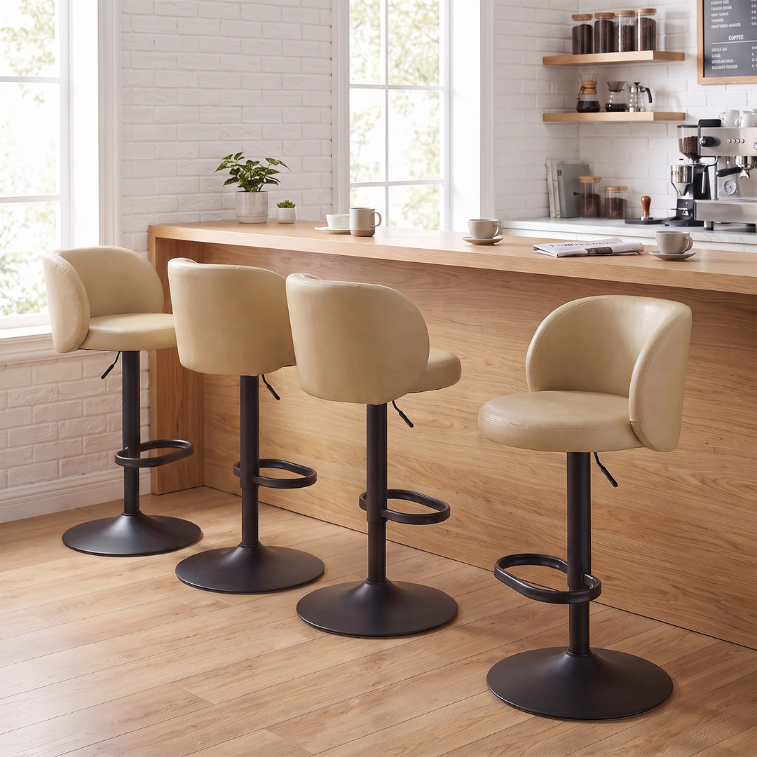 YOUNIKE Bar Stools with Curved Backrest 360° Swivel Kitchen Island Stools for Home Bar & Kitchen