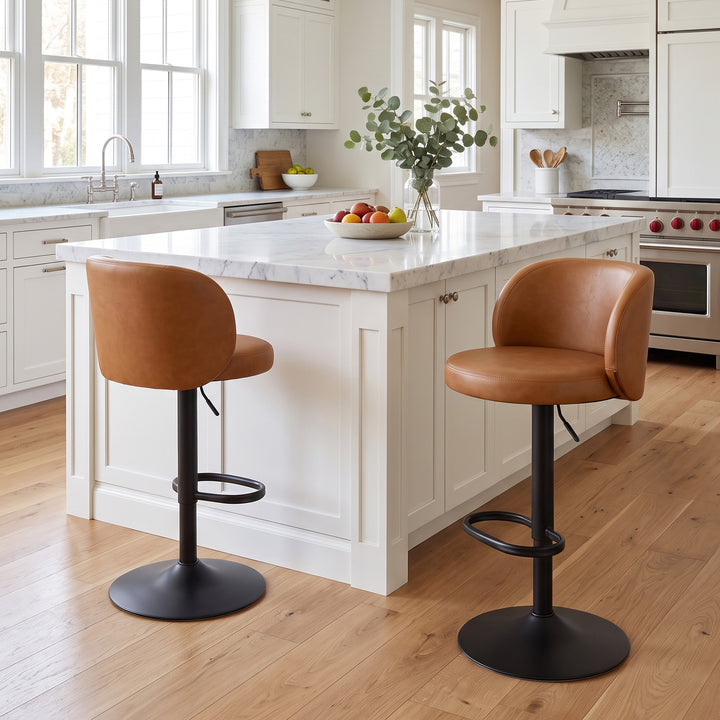 YOUNIKE Bar Stools with Curved Backrest 360° Swivel Kitchen Island Stools for Home Bar & Kitchen