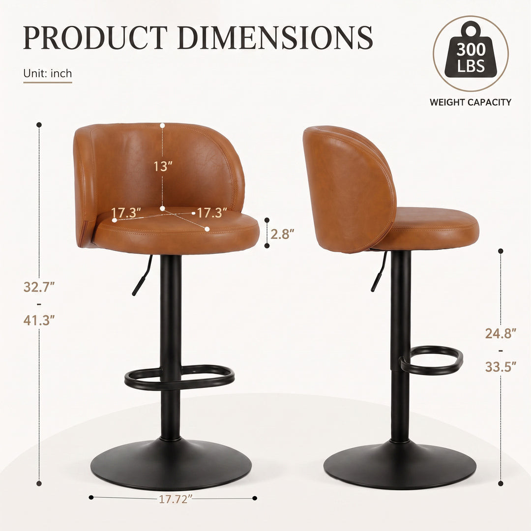 YOUNIKE Bar Stools with Curved Backrest 360° Swivel Kitchen Island Stools for Home Bar & Kitchen