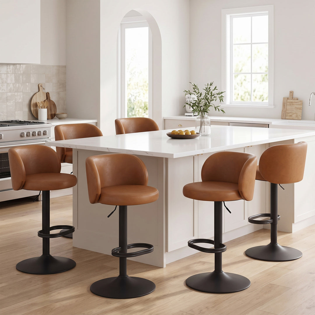 YOUNIKE Bar Stools with Curved Backrest 360° Swivel Kitchen Island Stools for Home Bar & Kitchen