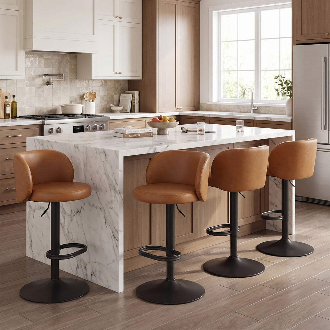 YOUNIKE Bar Stools with Curved Backrest 360° Swivel Kitchen Island Stools for Home Bar & Kitchen