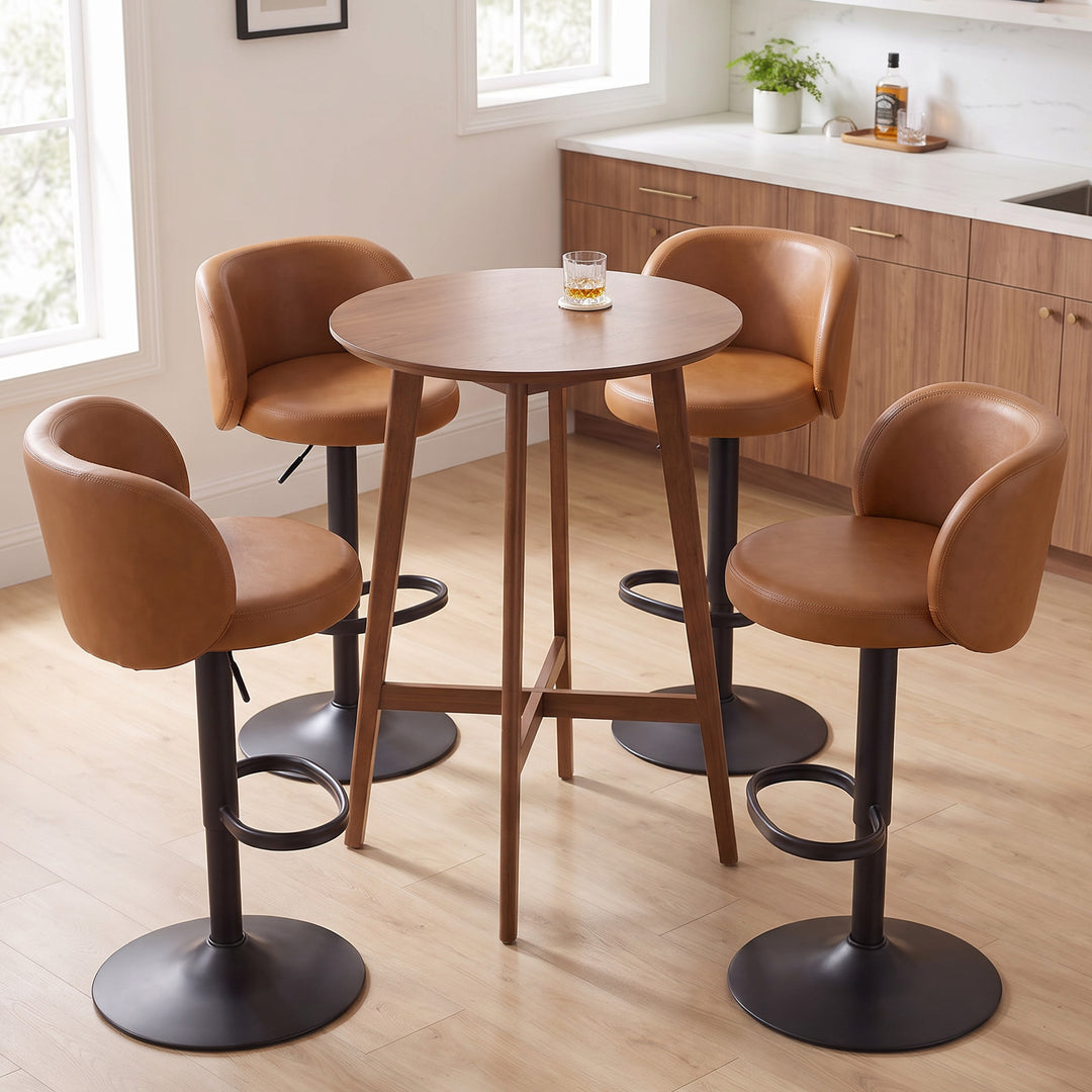 YOUNIKE Bar Stools with Curved Backrest 360° Swivel Kitchen Island Stools for Home Bar & Kitchen