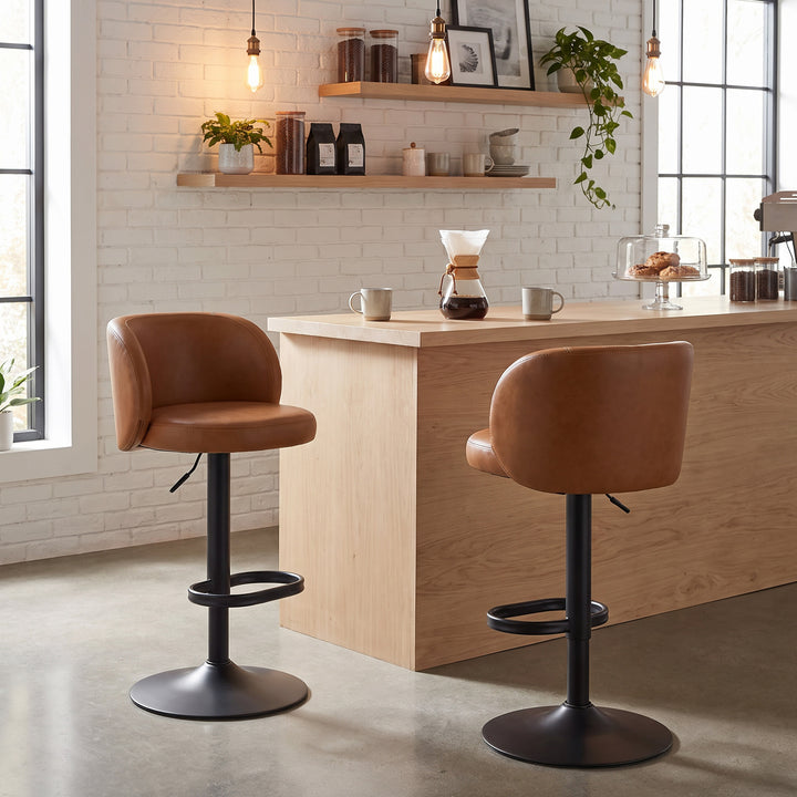 YOUNIKE Bar Stools with Curved Backrest 360° Swivel Kitchen Island Stools for Home Bar & Kitchen