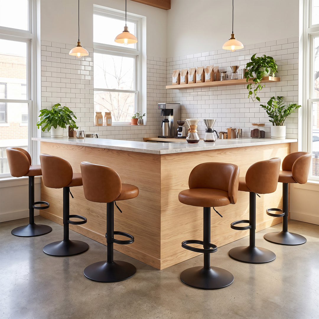 YOUNIKE Bar Stools with Curved Backrest 360° Swivel Kitchen Island Stools for Home Bar & Kitchen