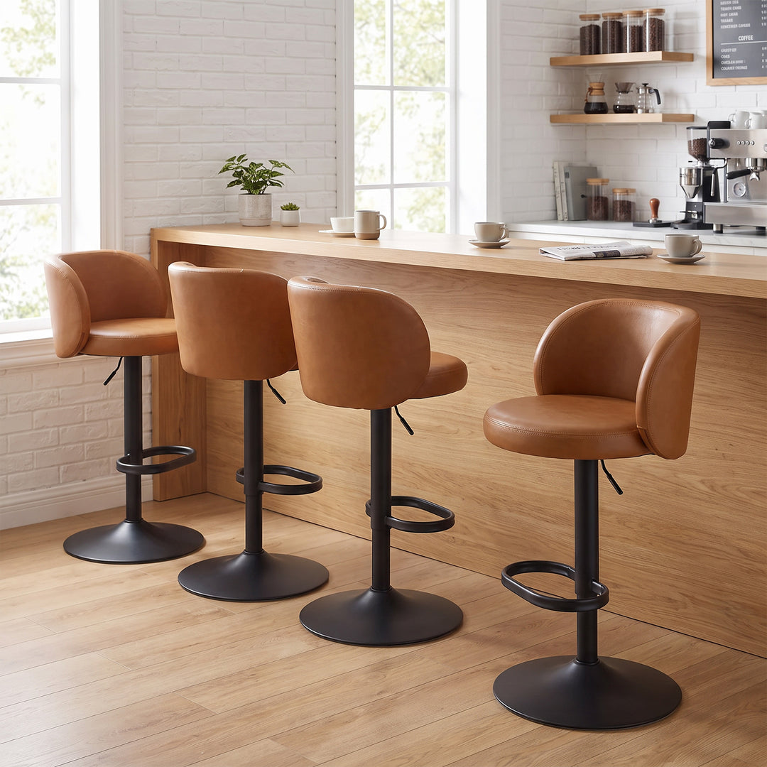YOUNIKE Bar Stools with Curved Backrest 360° Swivel Kitchen Island Stools for Home Bar & Kitchen