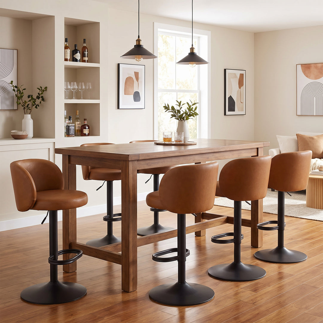 YOUNIKE Bar Stools with Curved Backrest 360° Swivel Kitchen Island Stools for Home Bar & Kitchen