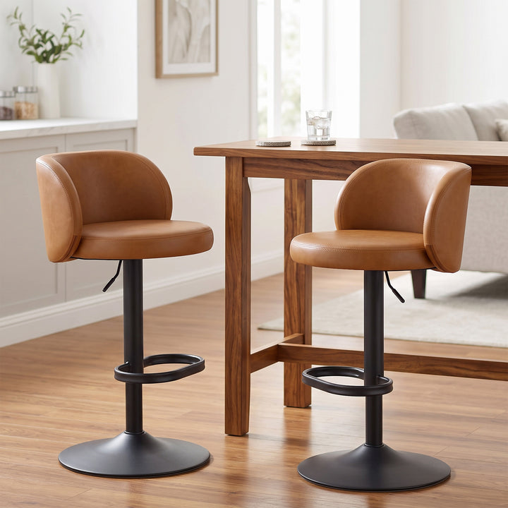 YOUNIKE Bar Stools with Curved Backrest 360° Swivel Kitchen Island Stools for Home Bar & Kitchen