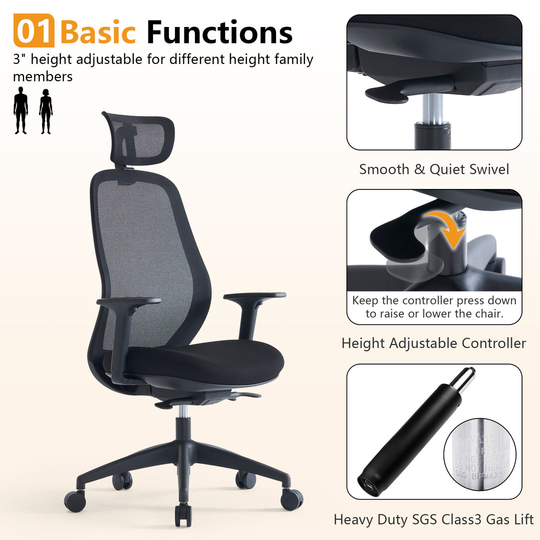 YOUNIKE Office Chair High Back Home Desk Chair with Headrest